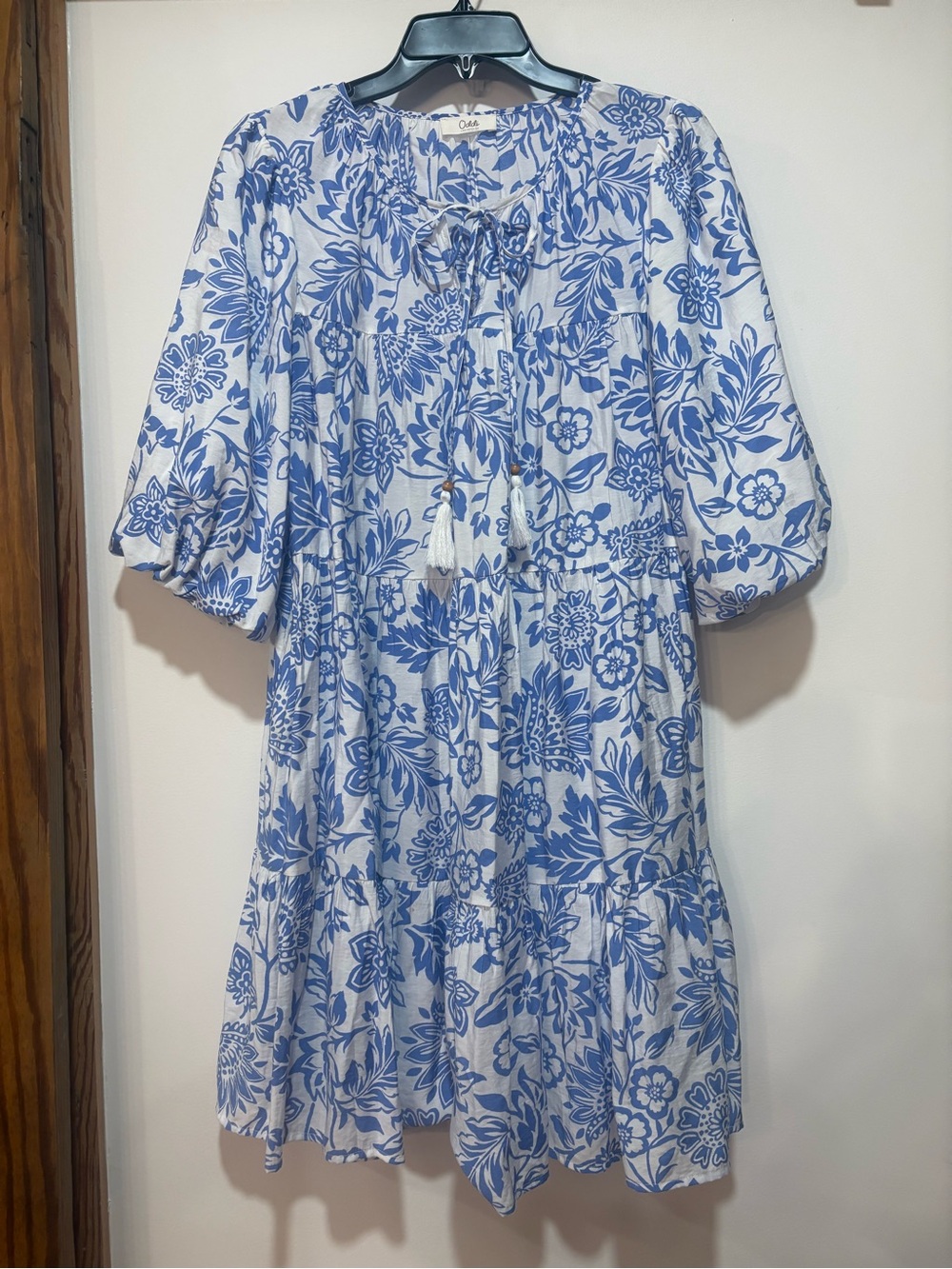 Women’s Blue Floral Tie-Front Tiered Dress By Oddi Los Angeles